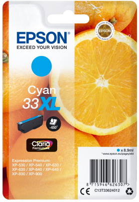Ink Epson 33XL C13T33624012 Claria Premium  Cyan 8.9ml