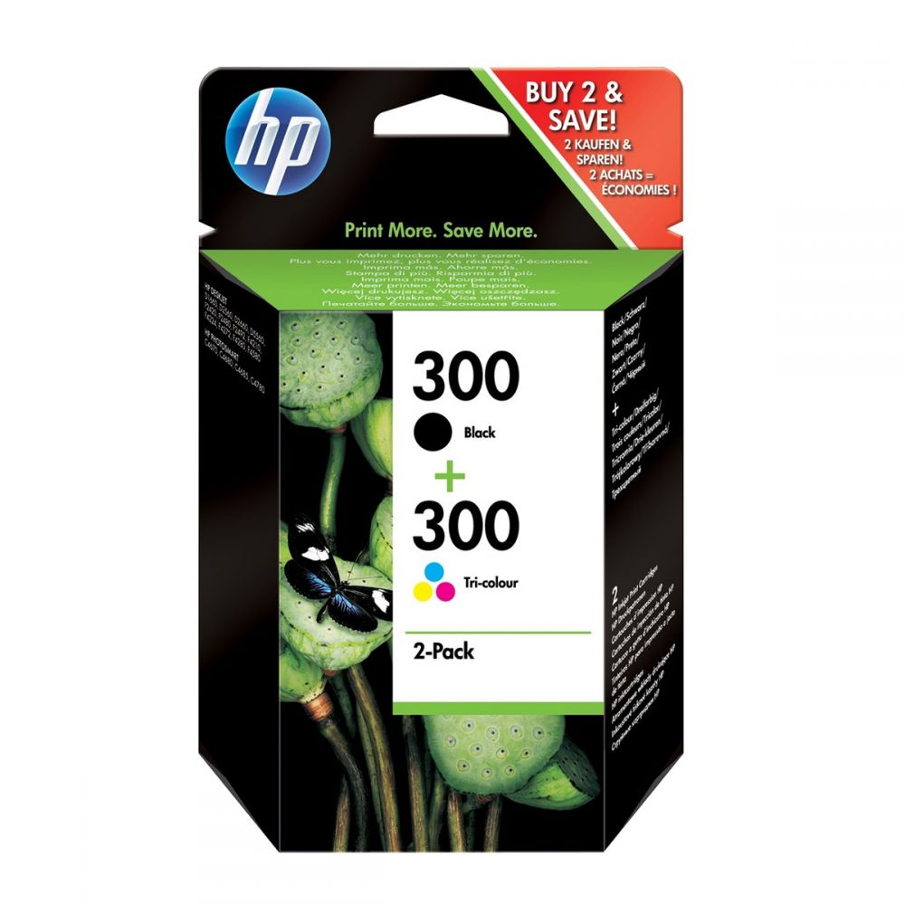 HP 300 2-pack Black-Tri-color Original Ink Cartridges