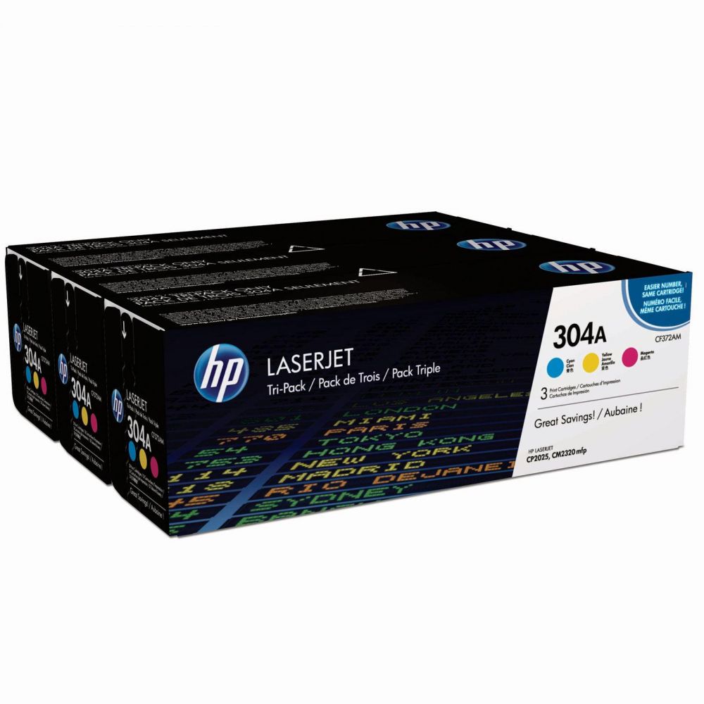 Toner Laser HP LJ Pro Color CP2025 304A CYM Tri-Pack