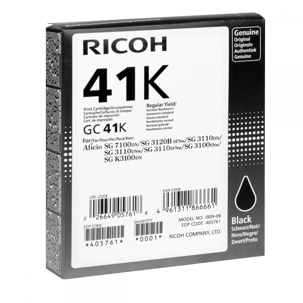 Gel Color Laser Ricoh GELGC41K 405761 Black 2.5k Pgs