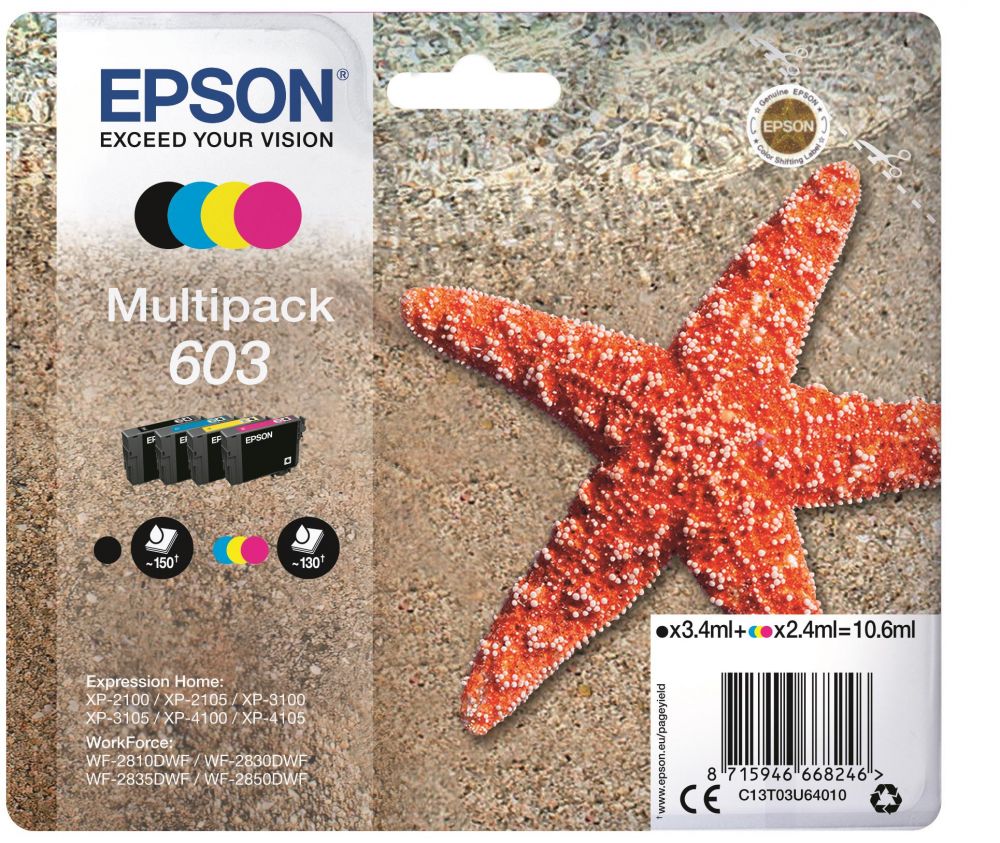 Ink Epson T03U640 C13T03U640 Multipack Black 3.4ml CMY 2.4ml x 3