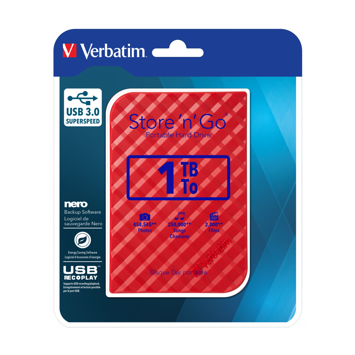 VERB. 2.5″HDD EXT. 3.0 RED 1TB - 53203