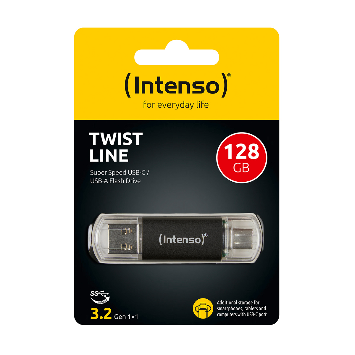 Intenso USB Drive 3.0 USB-A + USB-C Twist Line 128GB - 3539491