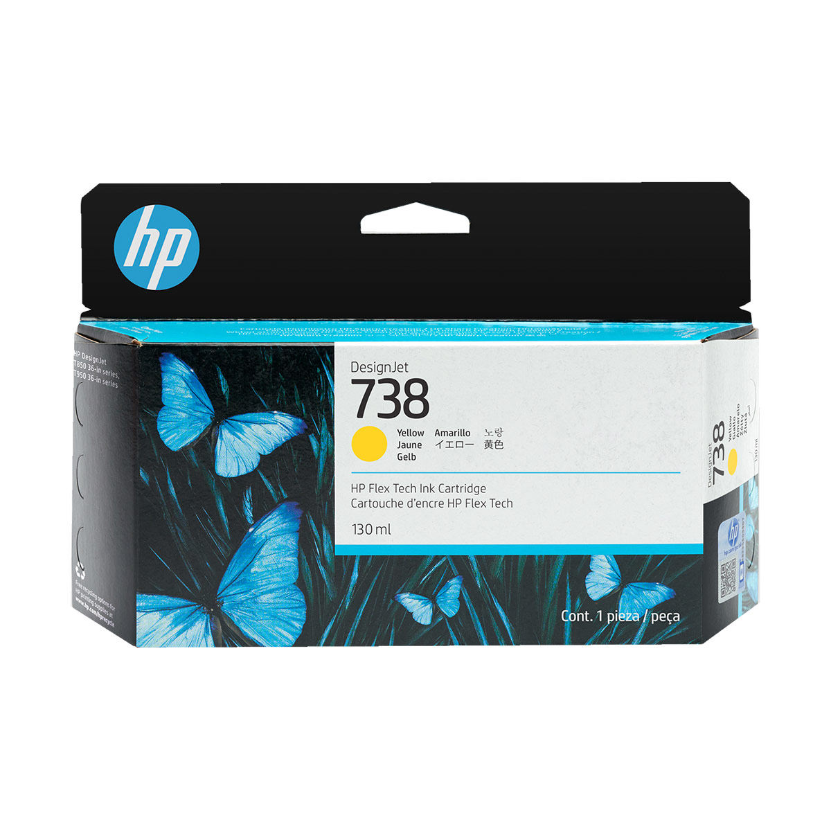 HP 738 130-ml Yellow DesignJet Ink Cartridge