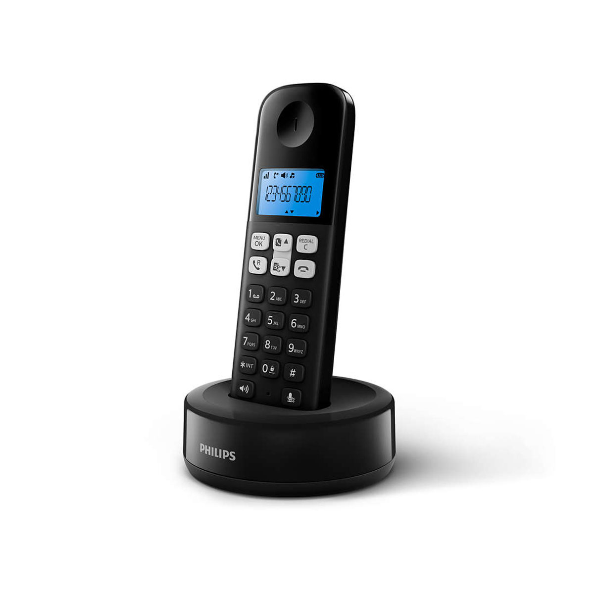 Philips D1611B.GRS Μαύρο (Ελληνικό Μενού) Ασύρματο τηλέφωνο ανοιχτή ακρόαση, φωτιζόμενη οθόνη και 50 μνήμες