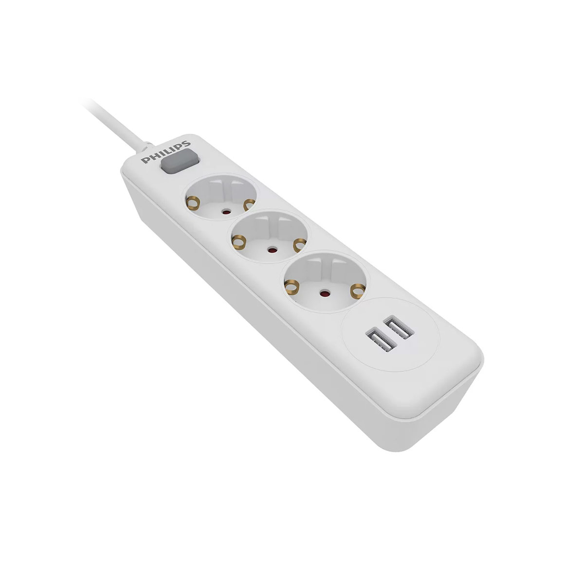Philips SPN3032W.GRS Πολύπριζο 3 θέσεων με 2 USB Type-A 2.4 A
