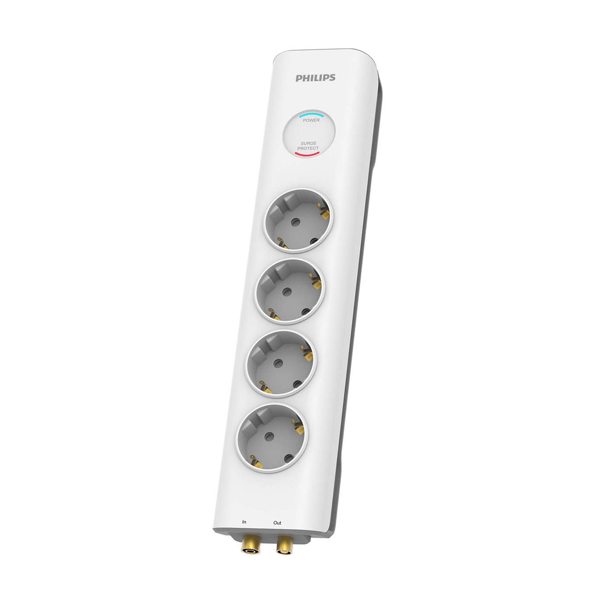 Philips SPN7041WA.GRS Πολύπριζο ασφαλείας 4 θέσεων με προστασία ομοαξονικού καλωδίου τηλεόρασης