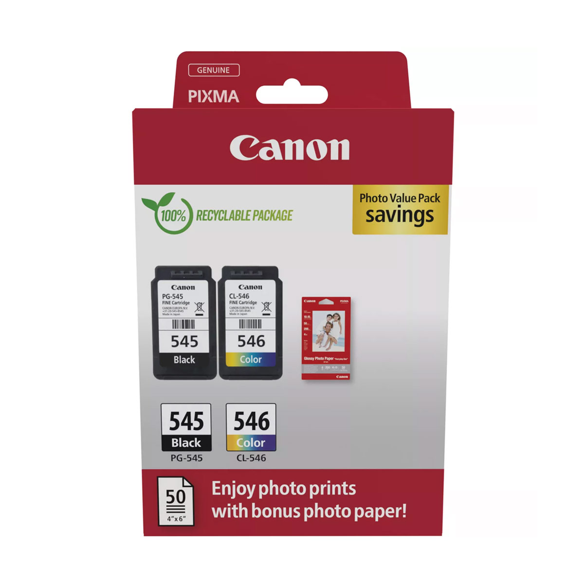Canon PG-545 CL-546 Photo Value Pack με 1 Μελάνι InkJet Μαύρο - 8287B008