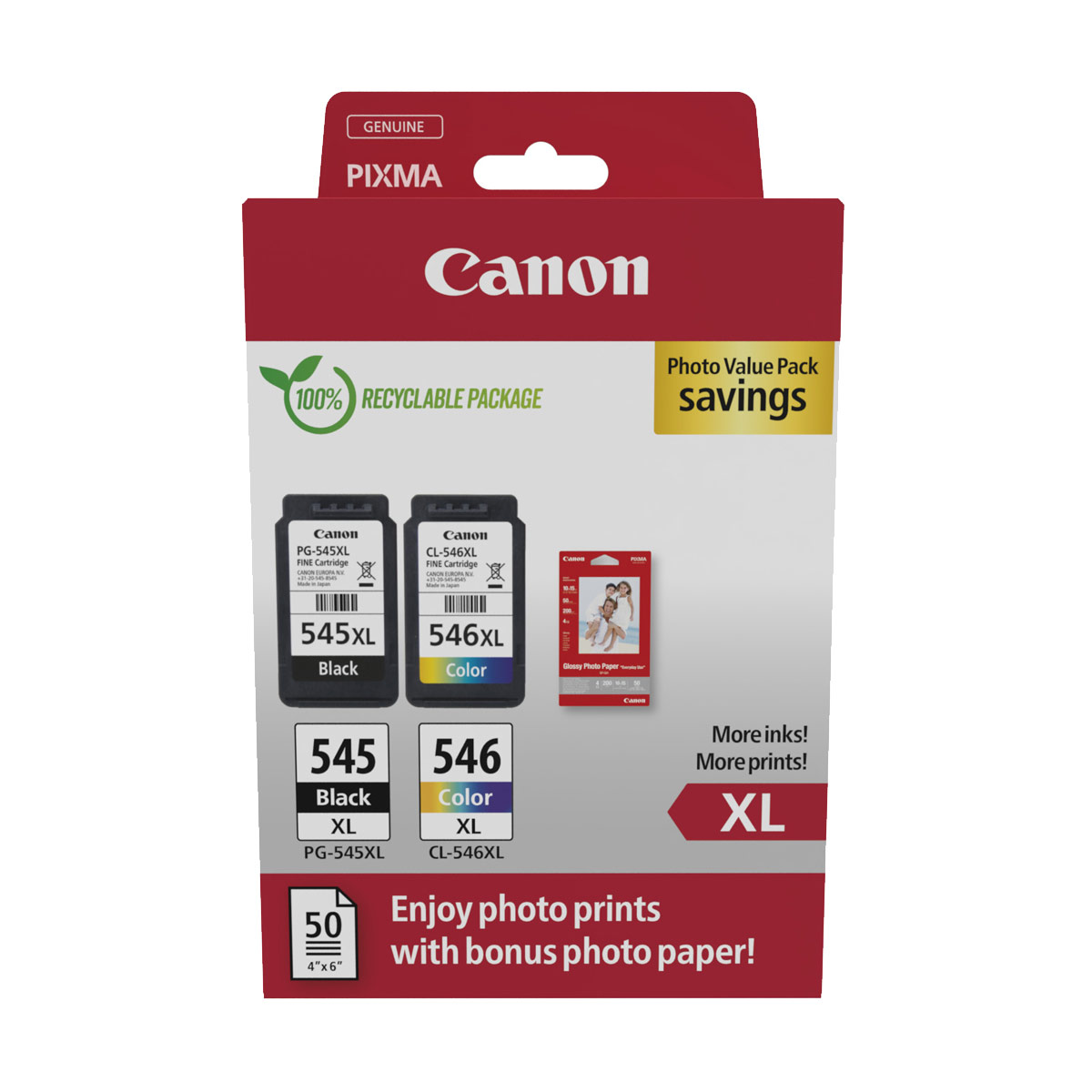 Canon PG-545XL, CL-546XL High Capacity Black, Tricolour Ink