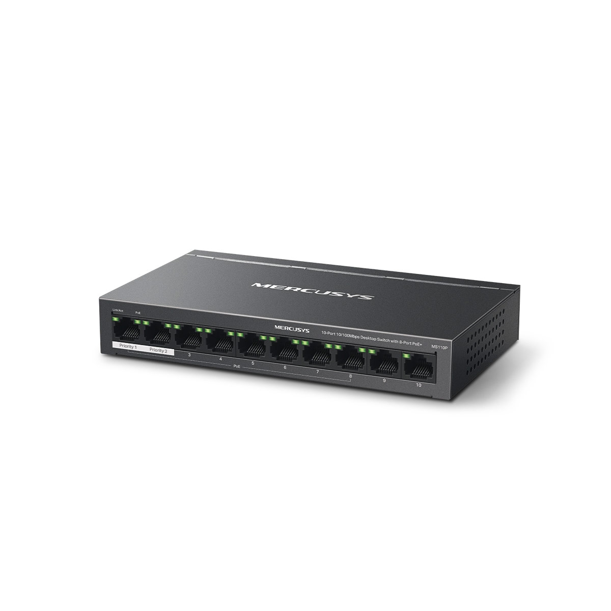 Mercusys MS110P 10-Port 10 100Mbps Desktop Switch with 8-Port PoE+