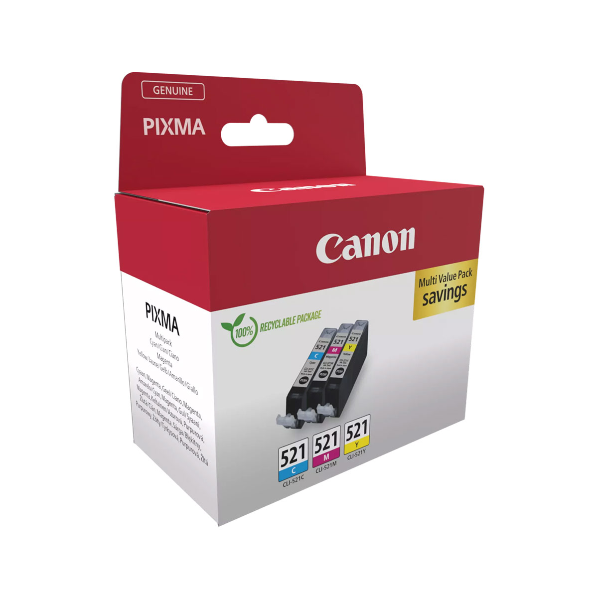 Canon Πακέτο 3 Μελανιών Inkjet CLI-521