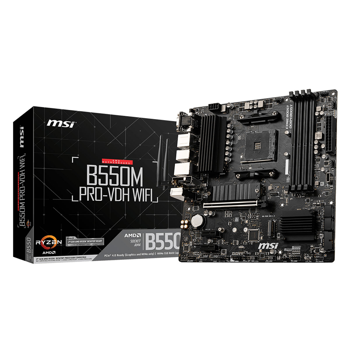 MSI Motherboard 7C95-001R ,  B550M PRO-VDH WIFI Black