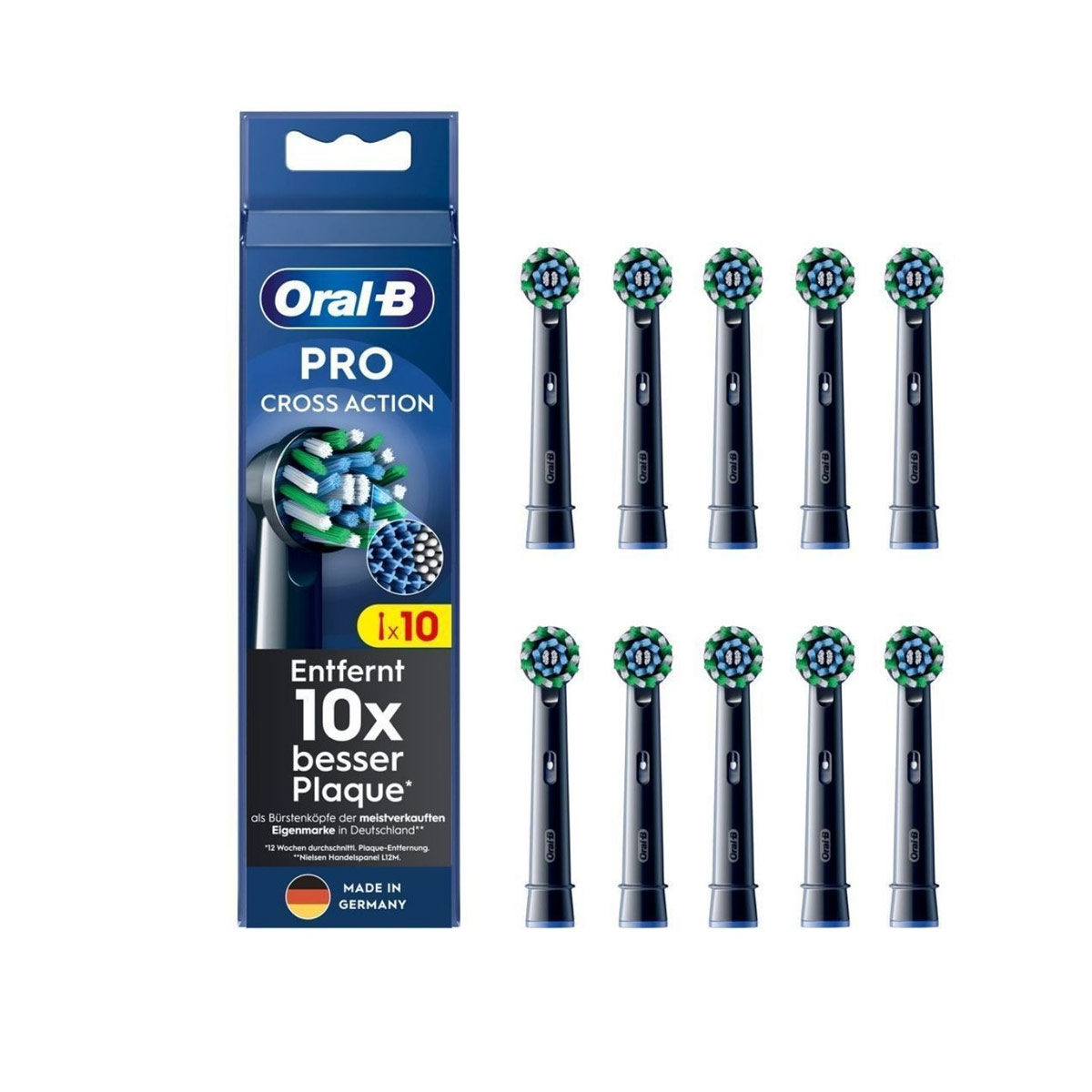 Oral-B Sonic toothbrush head 860465 ,  10x Cross 10-Pack Black