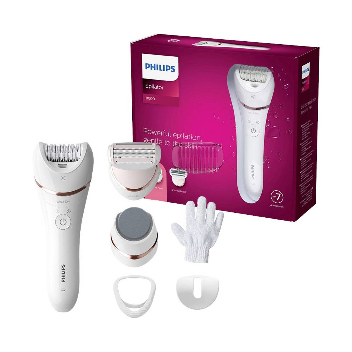 Philips Epilator BRE730, 10 ,  8000 Series White